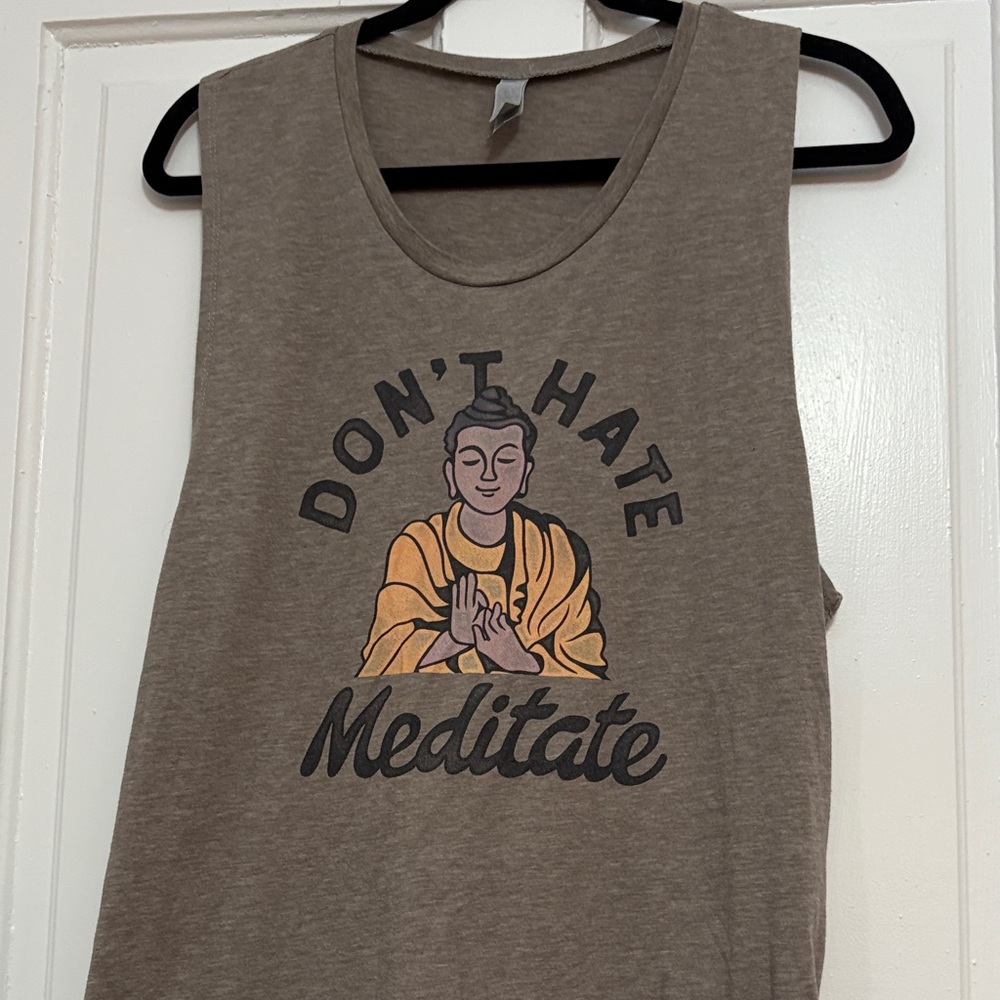 Next Level Apparel Brown Muscle Tee - Don't Hate Meditate